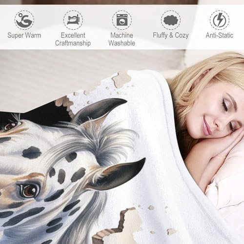 Manta de sofá cálida con estampado de caballo para el salón 4