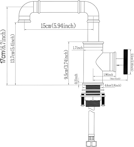 Miniatura 6 de Grifo de tocador de baño negro mate para fregadero de 1 agujero, estilo vintage, estilo industrial, grifo de lavabo de baño, boquilla giratoria de