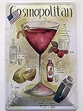 Plaque en métal 20 x 30 cm Recette Cocktail Bar Cosmopolitan USA Plaque en tôle