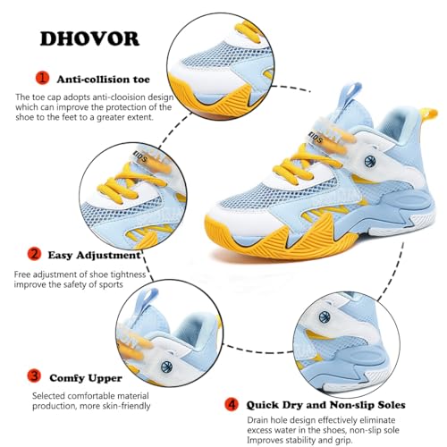 DHOVOR Boys Basketball Shoes Kids Fashion Sneakers Girls Athletic Walking Tennis Shoes for Little Kid/Big Kid2