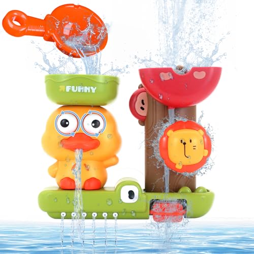 Meafeng Badspeelgoed vanaf 1 2 3 4 jaar, badspeelgoed voor baby's, eenden en leeuwen, waterspeelgoed, kinderen, zwembad, badkuip, speelgoed, cadeau voor meisjes en jongens van 1 tot 3 jaar