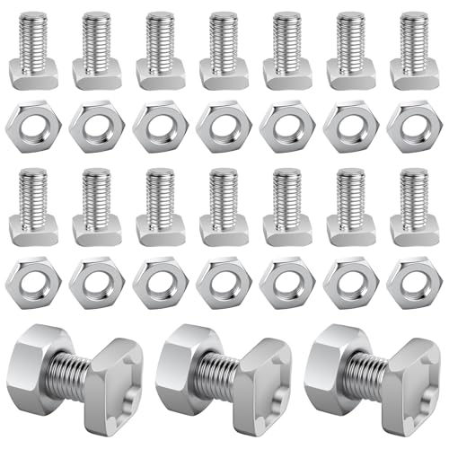 Image of 100-Pack Greenhouse Bolt & Nut Kit, Rust-Resistant Aluminium Square Head Bolts & Hex Nuts for Greenhouse Frame, Garden, PVC Pipe, Shade Cloth Repair