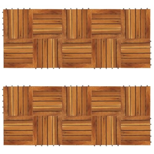 Vopese Baldosa de terraza patrón Vertical 20 uds Madera Acacia 30x30cm Suelo de jardín Resistente
