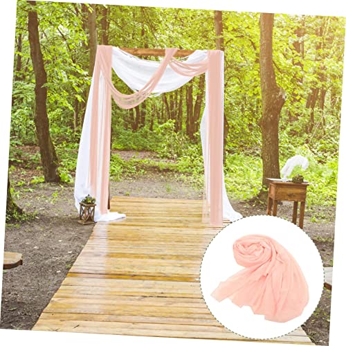 Cortina de poliéster rosa reutilizable, telón decorativo plegable para eventos 8