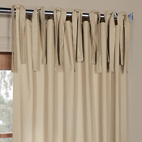 Image of HPD Half Price Drapes Solid Tie Top Cotton Curtains 108 Inches Long (1 Panel) Luxury Light Filtering Curtains for Living Room, Modern Semi Sheer Curtain for Bedroom, 50W X 108L, Shaker Beige