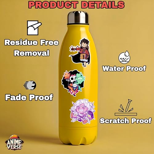 Image of AnimeVerse Pack of 69 One Piece Chibi Anime Stickers for Laptop, Phone, Guitar, Bike, PC, | Waterproof Glossy Vinyl Decals | Residue-Free Anime Stickers Collection (Onepiece Chibi)