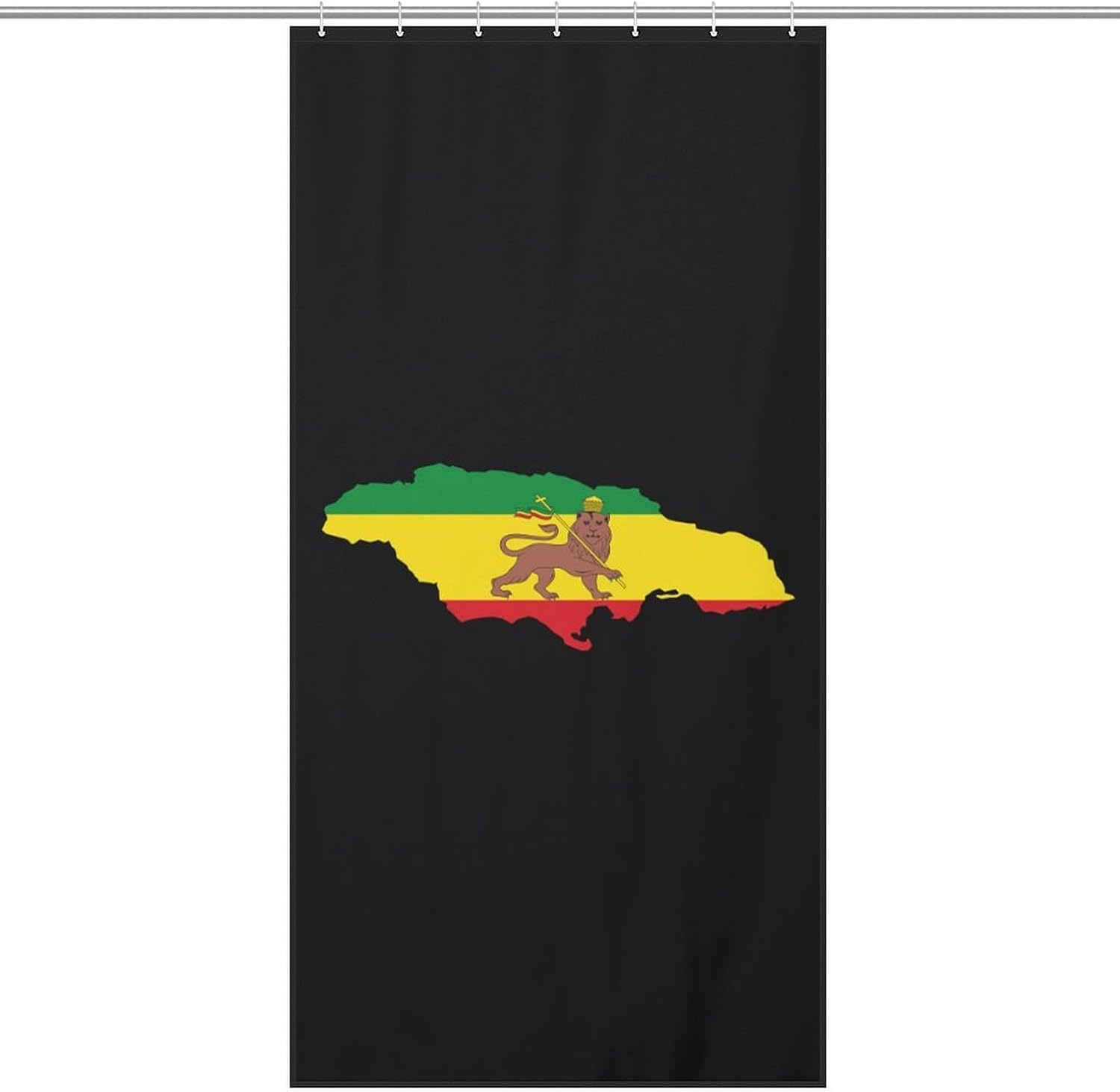Flag Map of Jamaica Funny Shower Curtain for Bathroom 12 Hooks