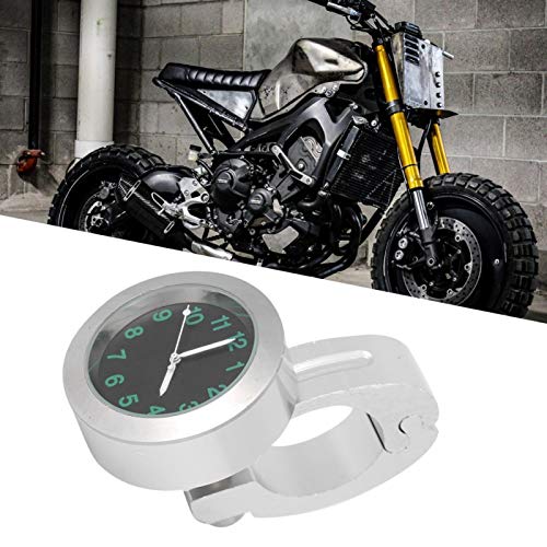 Motorraduhr, 7/8-1in Metall Universal Motorrad Lenkerhalterung Metall Handgriff Bar Uhr Zubehör(Silber)