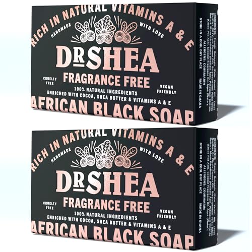 Organic African Black Soap 100g X2 - Body Wash & Hand Wash, Eczema, Dry Skin, Psoriasis, Scar Removal, Face Wash & Moisturiser, Authentic Raw from Ghana.