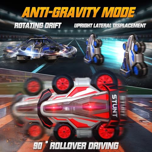 Image of 1:14 Drift Remote Control Car 4WD RC Cars Rotating 360 Degrees Vehicle Toys with Lights Music, Upright Walking Four-Wheeled Rollover Stunt Car Gifts for Boys Girls 6-12 Year(Red)