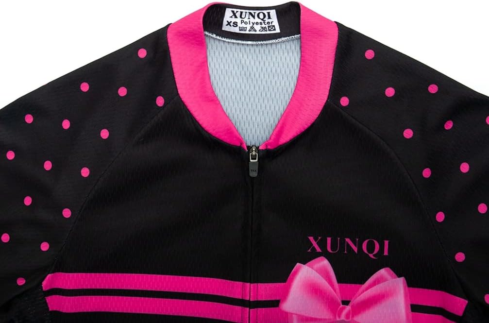 XUNQI Women's Cycling Jersey Short Sleeve Reflective with Rear Zippered Pocket