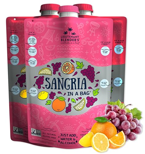 Lt. Blender's Sangria in a Bag – Wine Slushie Mixes - Each Bag Makes 1/2 Gallon of Frozen Red...