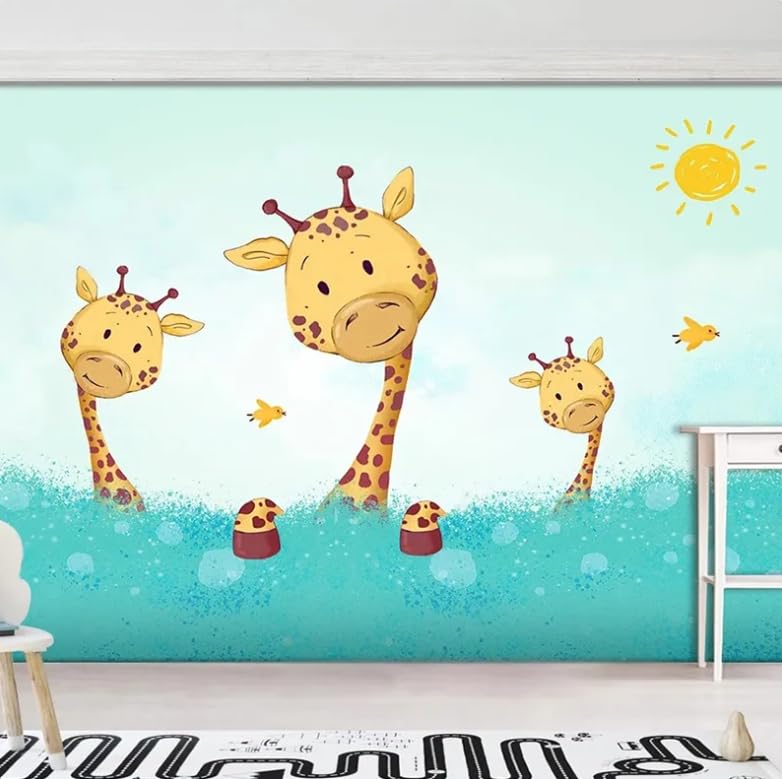 Papier peint mural fond 3D girafe décoration chambre enfant 400x280