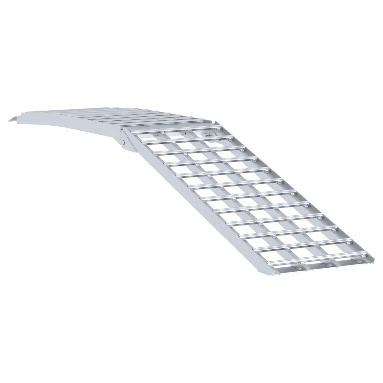 Faltbare Motorradrampe 230 cm, Auffahrrampe aus Aluminium, 680 kg Tragkraft, Verladerampe für Motorrad, Quad, Rasentraktor, Silber