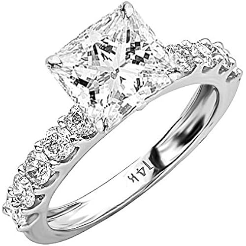 Houston Diamond District Classic Side Stone Prong Set GIA Certified Diamond Engagement Ring w/a 1 Ct J-K Color SI1-SI2 Clarity Center