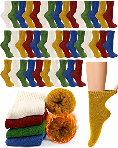 Funtery 100 Pairs Crew Socks Bulk for Women Men Athletic Thermal Calf Casual Boot Socks Gifts for Unisex Homeless Size 5-10
