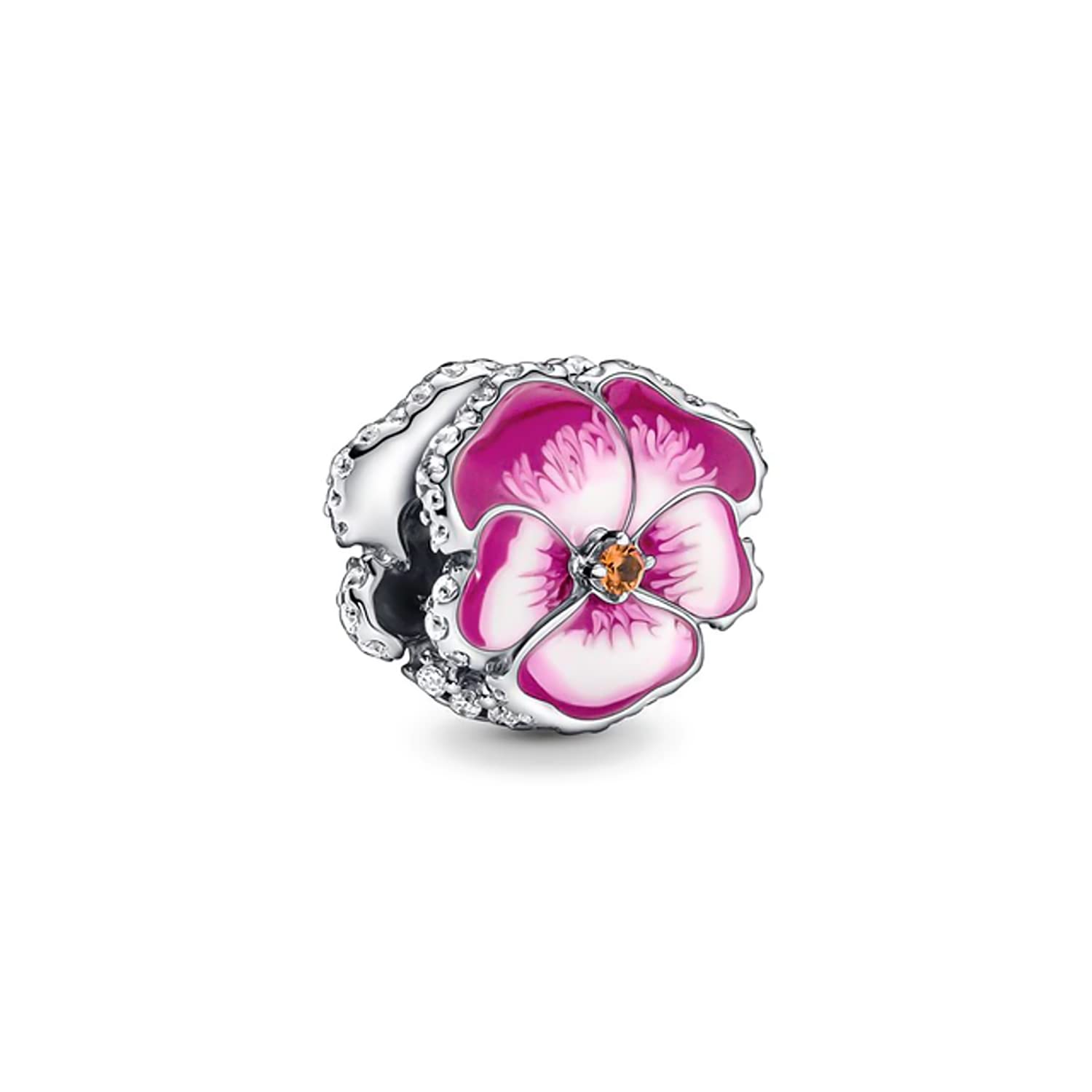 Charm Compatibile Tutte Marche Viola del Pensiero Blu Rosa Viola Ciondoli Originale Charming Argento 925 Amicizia Mamma Bead Portafortuna Cuore Famiglia Perline Natale Donna Set