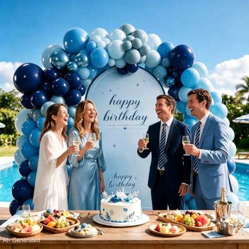 Image of Blocesa Blue Balloons Arch Kit, Metallic Blue Latex for Party Decoration