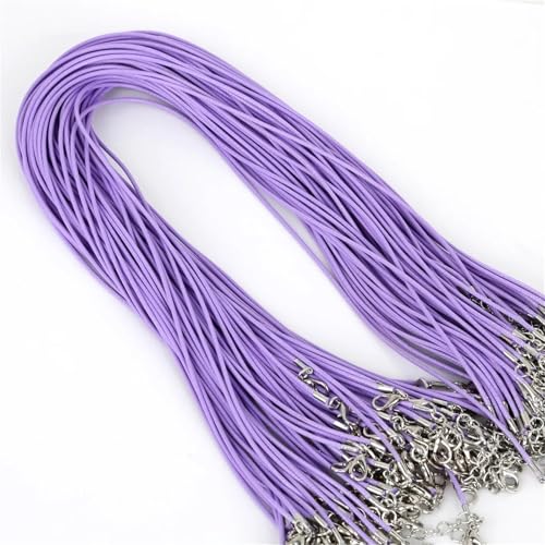 Cordon cordon 100 pcs coton ciré violet 2mm avec fermoir pour création bijoux DIY