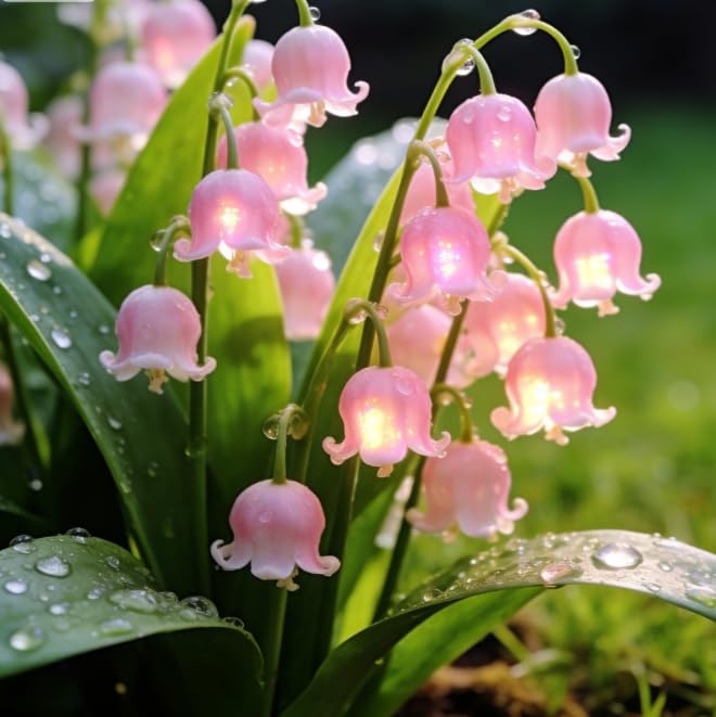 Rare Lily of The Valley rhizomes, Low Maintenance, Cold-Hardy Perennial, Fragrant, Suitable for Indoor and Outdoor Gardens Hardy Perennial, Excellent Display-5 Bulbs-B