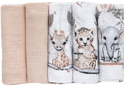 FENSILO Spucktücher Mullwindeln 5er Pack 70x80cm Mulltücher Baby...