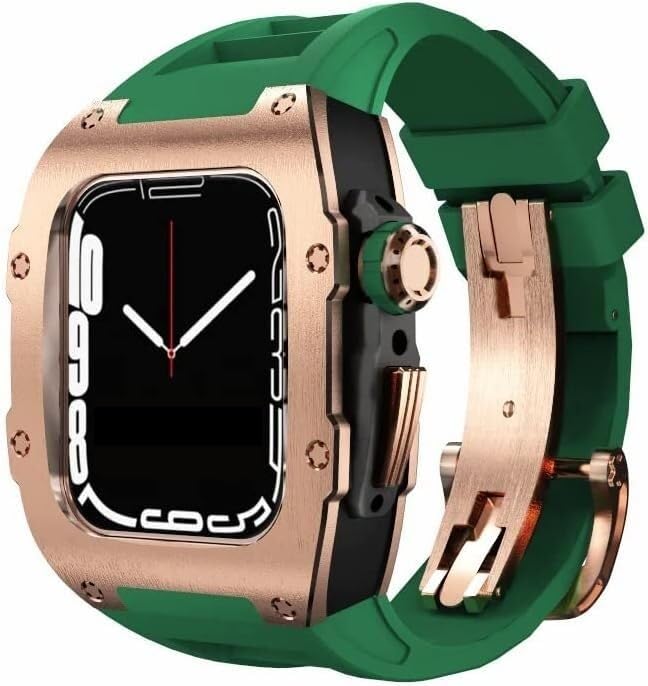 Bracelet Apple Watch style Rm en métal et caoutchouc premium pour iWatch 45mm 44mm