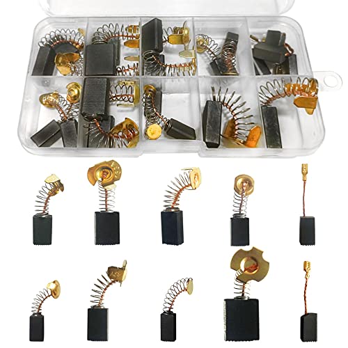 20Pcs Carbon Motor Brushes, Electric Motor Carbon Brushes 10 Different Sizes, Power Tool Replacement Parts,Electric Motor Carbon Brushes Replacement for Different Types of Carbon Brush Motors (20)