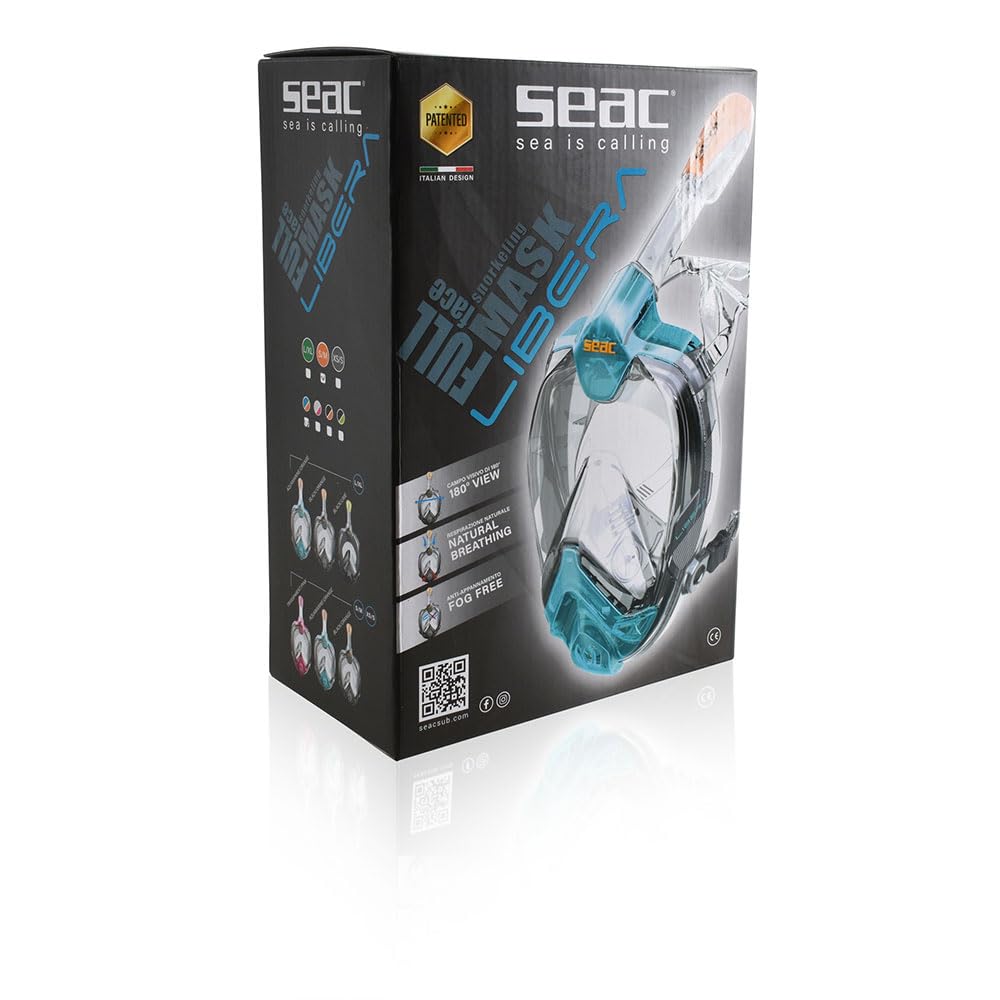 Seac Libera, Maschera Integrale da Snorkeling di Nuova Generazione, Silicone Ipoallergenico, Sgancio Rapido, 4 Taglie