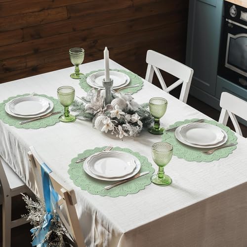 Kochorie 150 Pieces Lace Paper Doilies 12 Inches Round Sage Green Paper Doilies Disposable Decorative Placemats for Food Cakes Crafts Party Weddings Tableware Decoration - Thumbnail 5