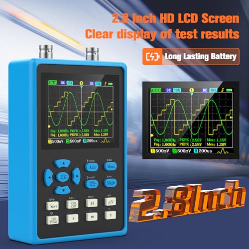 Image of Oscilloscope with 2 Channels 120Mhz Bandwidth, Digital Oscilloscope Signal Generator 500MSa /s Sampling Rate, Handheld Oscilloscope Kit 2.8 inch LCD Backlight Display&Waveform Storage&FFT Spectrum