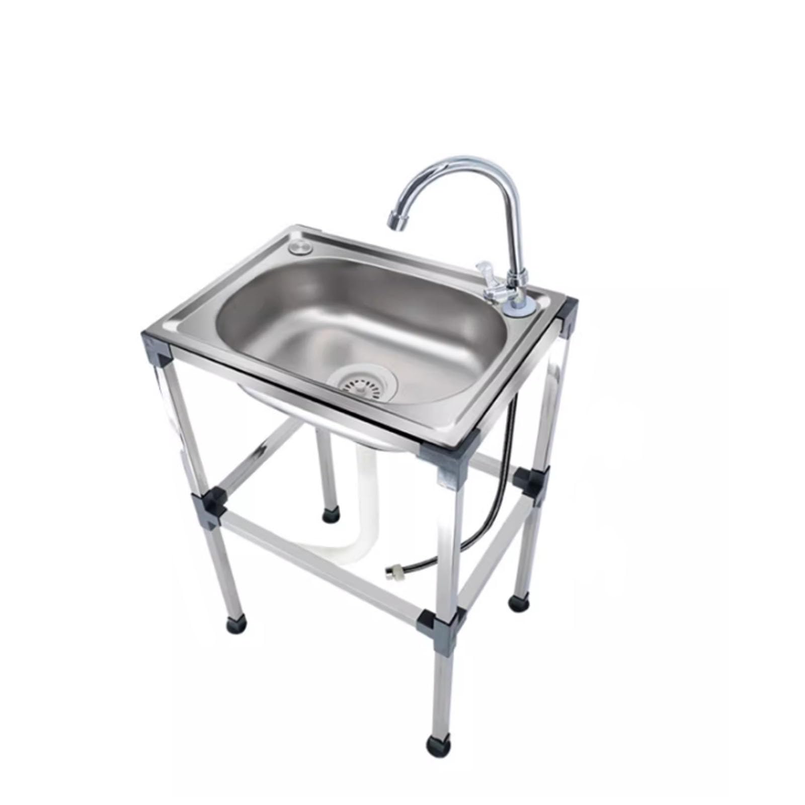 TAXXII Freestanding Stainless Steel Commercial Kitchen Sink - 42x37CM Outdoor Vegetable Washing Basin for Laundry, Garage, Camping & Backyard (Single Cold)