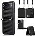 Produktbild Jeelar ESONG Karbonfaser-Leder Hülle Kompatibel mit Samsung Galaxy Z Flip4 5G,PC/TPU Flip Stoßfest Schutzhülle Case mit bequemem Schultergurt - Schwarz