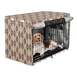 Sgaesgte Coffee-Brown Pattern Dog Crate Covers with with Breathable Mesh, Durable Kennel Cover for Dog Crate, Indoor Outdoor Dog Crate Cover, for Training, Weather Protection