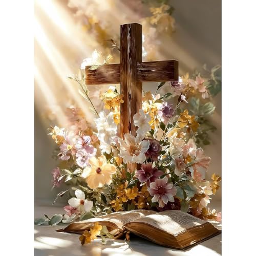 askkqtx Christian Stamped Cross Stitch Kits for Beginners Adults 12x16 in