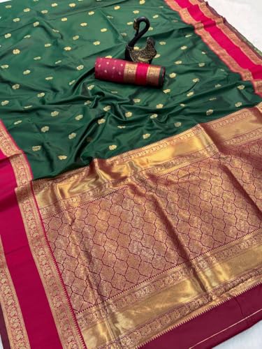 Image of Dharmavaram Pattu Paithani Saree Pure Silk Zari Weaving Floral Border Rich Pallu With Blouse Piece