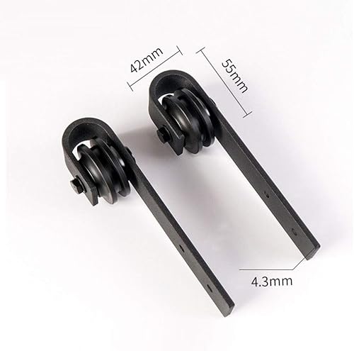 Miniatura 6 de TSMST Kit de herrajes para puertas corredizas de granero de 4 pies, juego de rodillos para puerta de granero doble súper pequeño, se aplica para