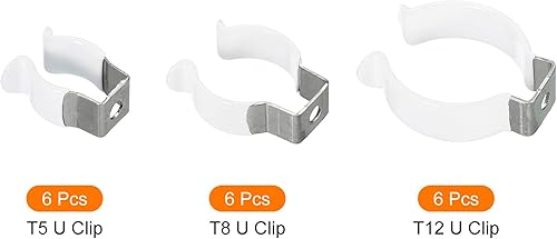Miniatura 3 de MECCANIXITY T5 T8 T12 U Clips Soporte para Bombilla LED Soporte de Montaje Soporte de Tubo Fluorescente de Acero Inoxidable Soporte de Tubería