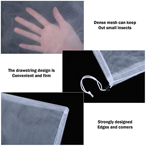 16 Packs Garden Bird Netting Bag with Drawstring, Insect Bug Barrier Mesh Netting Garden Netting Pest Barrier Plant Cover for Protect Plant Fruits (39.37\'\'x31.5\'\'+39.37\'\'x59.06\'\')
