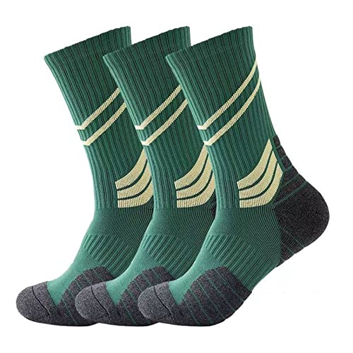 Chaussette Sport Antiderapante, 3 Paires Chaussette De Foot Anti Transpiration Et Respirant Chaussettes Sports Homme Femme Coton 38-46 pour Rugby, Basket, Tennis (Green,One Size) Cover