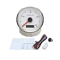 Vista 22 de ELING Universal Tachometer Gauge RPM with LED Digital Adjustable Hour Meter and RPM Alarm 12000RPM 85mm with Backlight