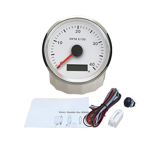 Miniatura 22 de ELING Universal Tachometer Gauge RPM with LED Digital Adjustable Hour Meter and RPM Alarm 12000RPM 85mm with Backlight