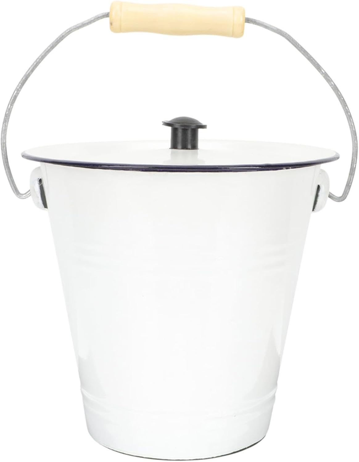 Alipis Thickened Enamel Bucket with Lid Can for Backyard Picnics Camping Storage Paint Milk Oil Sand Multiuse Pail