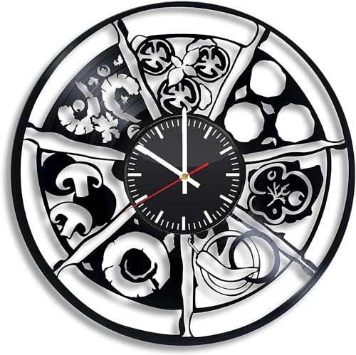 Horloge murale en vinyle faite main style vintage objet décoration maison