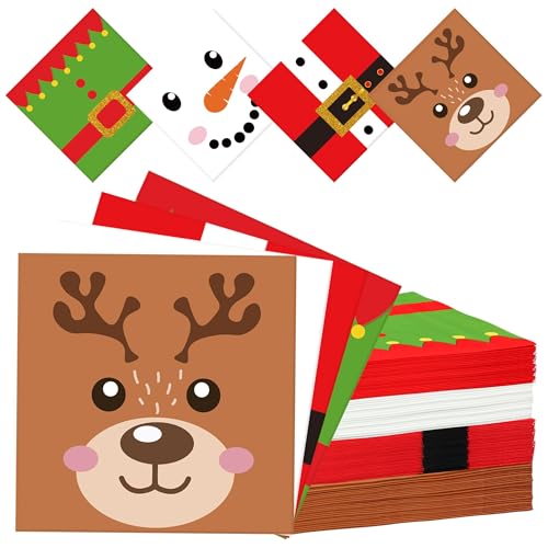 Christmas Cocktail Napkins Disposable Christmas Paper Napkins 3 Ply Xmas Party Dinner Napkin Decorative Beverage Napkin for Xmas Winter Holiday Kitchen Bathroom Party Supplies, 60 Pcs