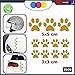 10 huellas adhesivas, pegatinas para coche, moto y cascos, 3 pegatinas de 5 x 5 cm y 7 pegatinas de 3 x 3 cm, calcomanías cód. Z-001-7 dorado