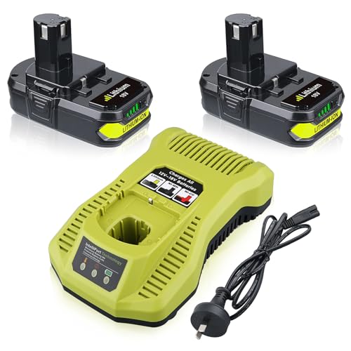 3.5Ah 2Pack Lithium P102 Replacement for Ryobi 18V Battery and Charger Combo Compatible with Ryobi Battery and Charger P117B with RBL1805 P102 P103 P189 P190 P109 P122 Cordless Tool Batteries