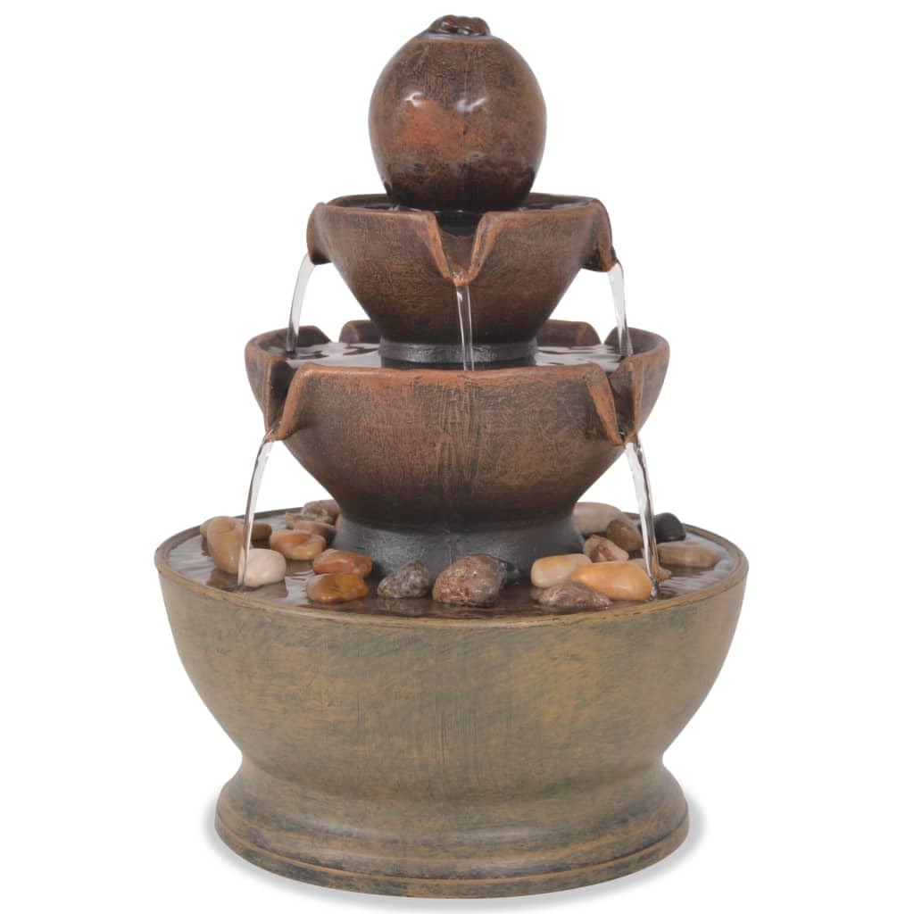puraday Fontaine d'intérieur avec Pompe 17,5x17,5x23 cm Polyrésine Fontaine du Salon Créent Atmosphère Relaxante Méditative Décoration Maison Chambre Bureau Dispositif d'eau