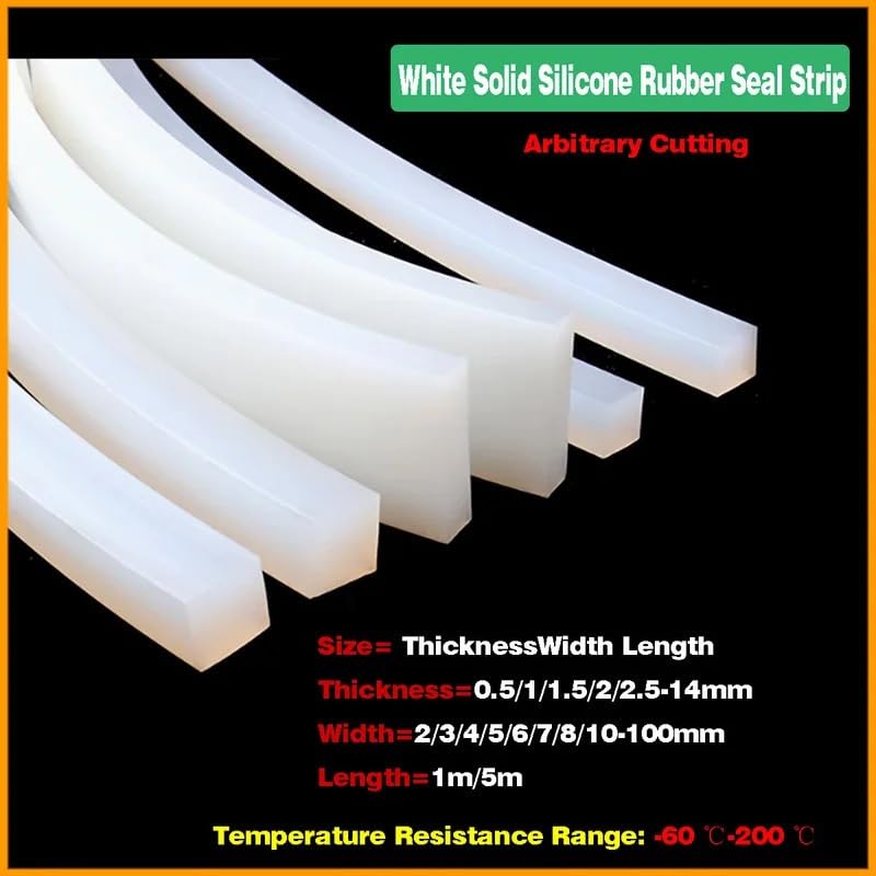 Sello de tira rectangular/cuadrado de goma de silicona sólida blanca, longitud de 1m/5m, grosor de 0,5-14mm(14x14mm (1M))