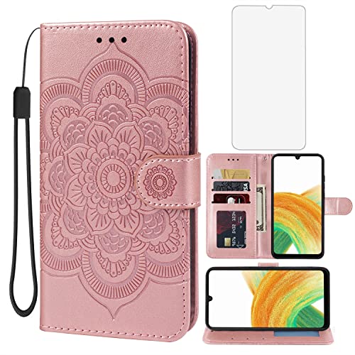 Coque Samsung Galaxy A13 4G or rose portefeuille SM-A135F