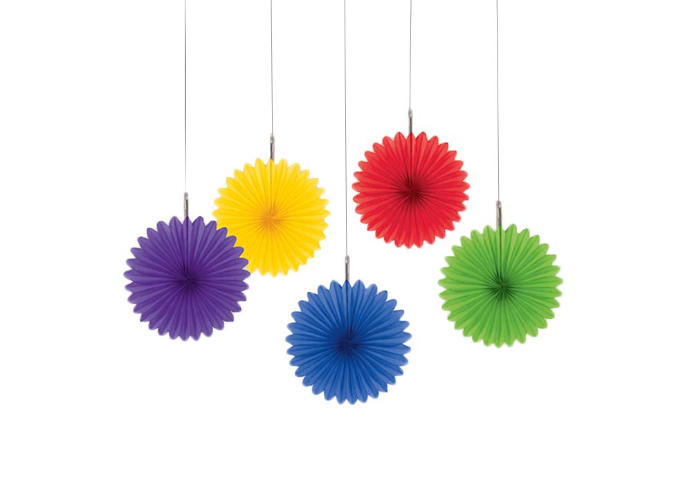Amscan 29056-90-55 Dec Fan Mini Rainbow- 5 Pack